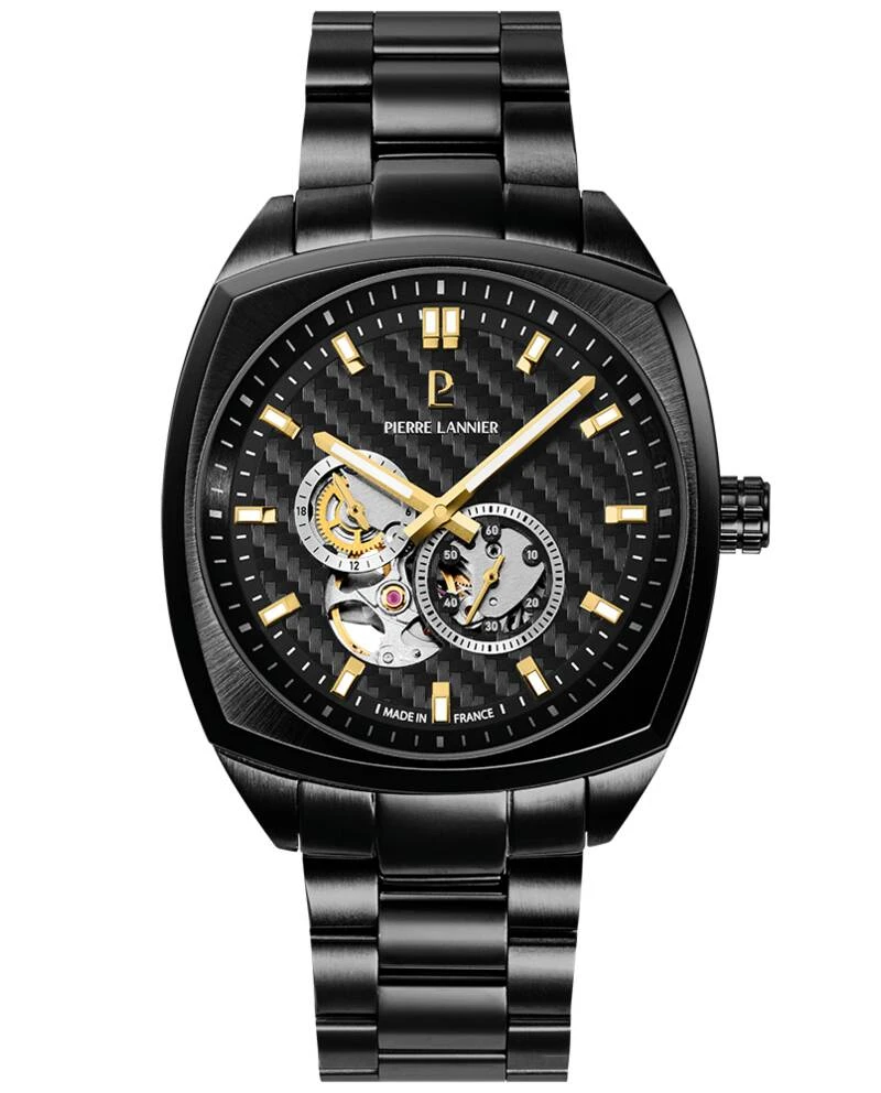 Pierre Lannier Watch - Men's Automatic ARCADIUS Black Black Dial Black Steel Band 22MM - 329G439