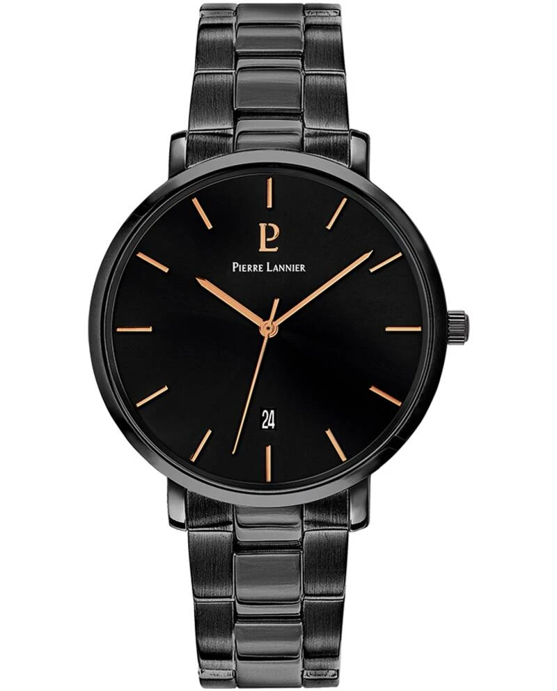 Pierre Lannier Watch - Men's Quartz ECHO Black Watch with Black Dial and Black Steel Band, 18 mm - 250G439