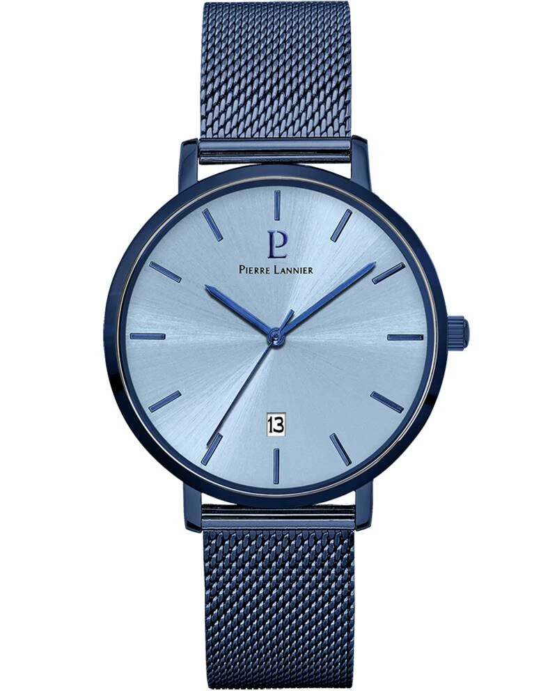 Pierre Lannier Watch - Men's Quartz ECHO Blue Sunburst Dial Blue 18MM Blue Milanese Steel Strap - 259F469