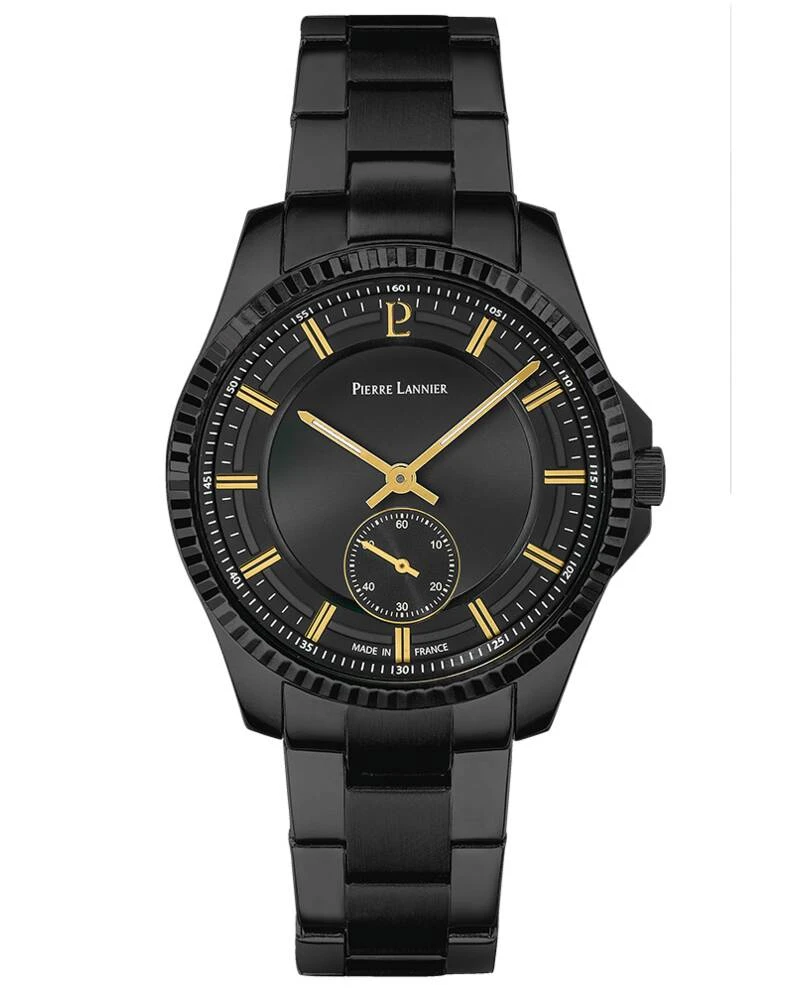 Pierre Lannier Watch - Men's Quartz METROPOLITAIN Black Sunburst Black Dial Black Steel Strap 20MM - 248D439