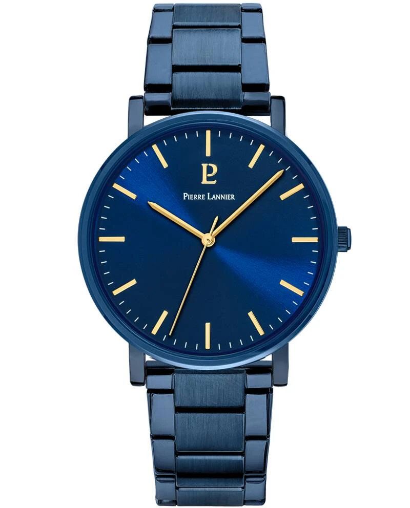 Pierre Lannier Watch - Men's ESSENTIAL Quartz, Blue Sunburst Dial, Blue Steel Band, 20MM - 252G469