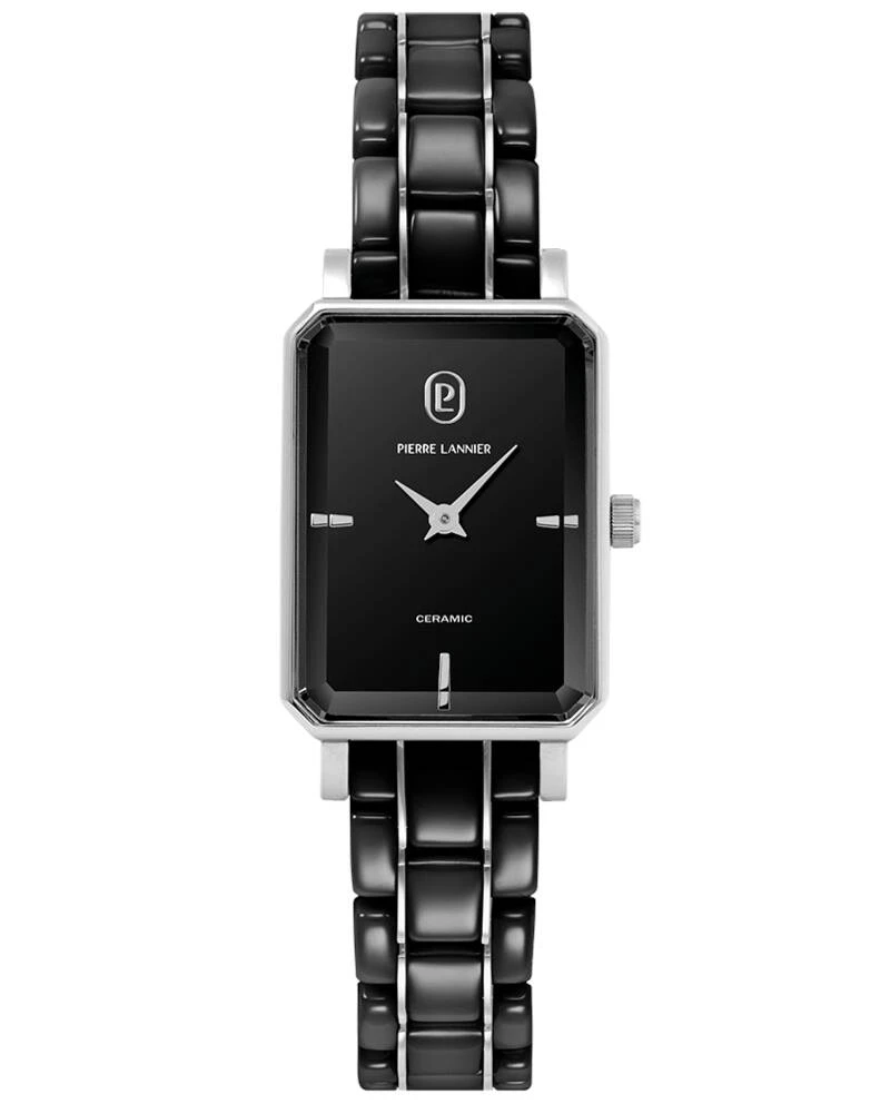 Pierre Lannier Watch - Women's Quartz ARIANE Silver with Black Dial, Black Ceramic-Steel Strap, 12MM - 084K839
