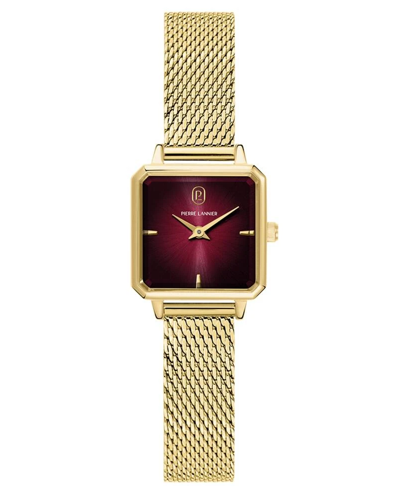 Pierre Lannier Watch - Women's Quartz LEONOR Gold-Tone, Bordeaux Smoked Dial, 12MM Gold-Tone Milanese Steel Bracelet - 072J552