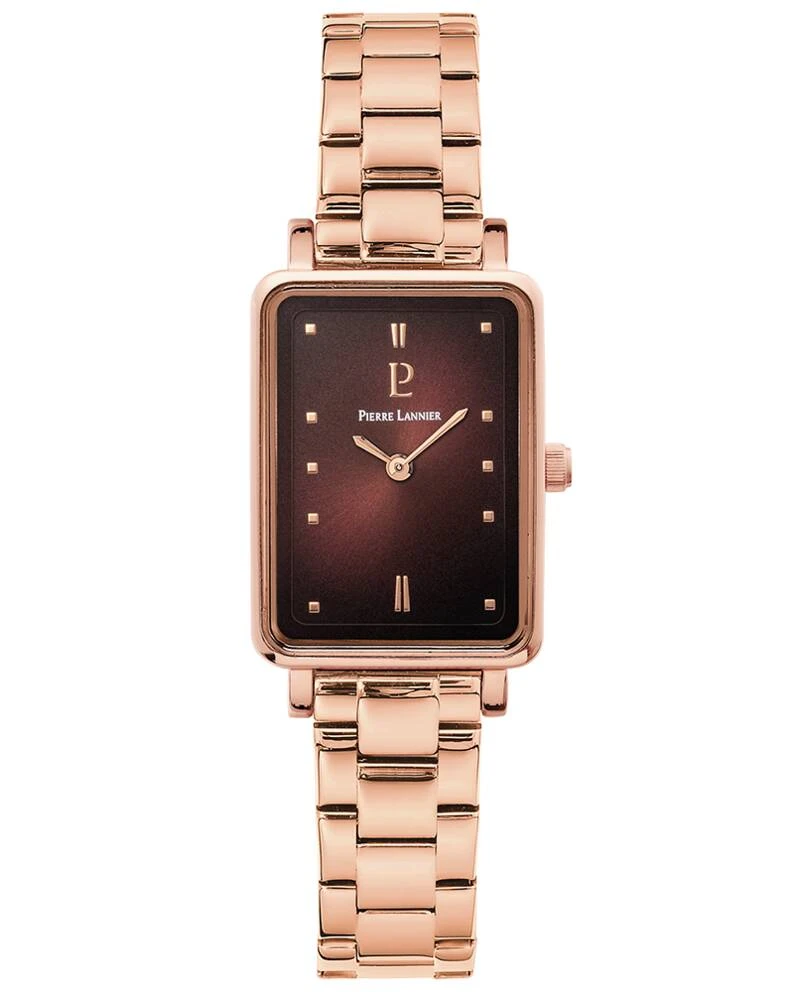 Pierre Lannier Watch - Women's Quartz ARIANE Rose Gold, Chocolate Sunburst Dial, Rose Gold-Plated Steel Strap 12MM - 052J988