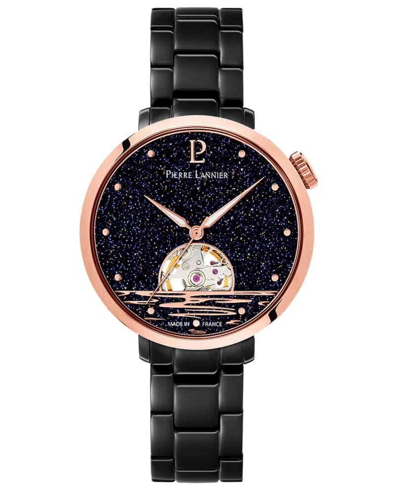 Pierre Lannier Watch - Women's Automatic AUSTRALE, Gray Aventurine Dial, Black, Gray Steel Strap, 14MM - 149K739