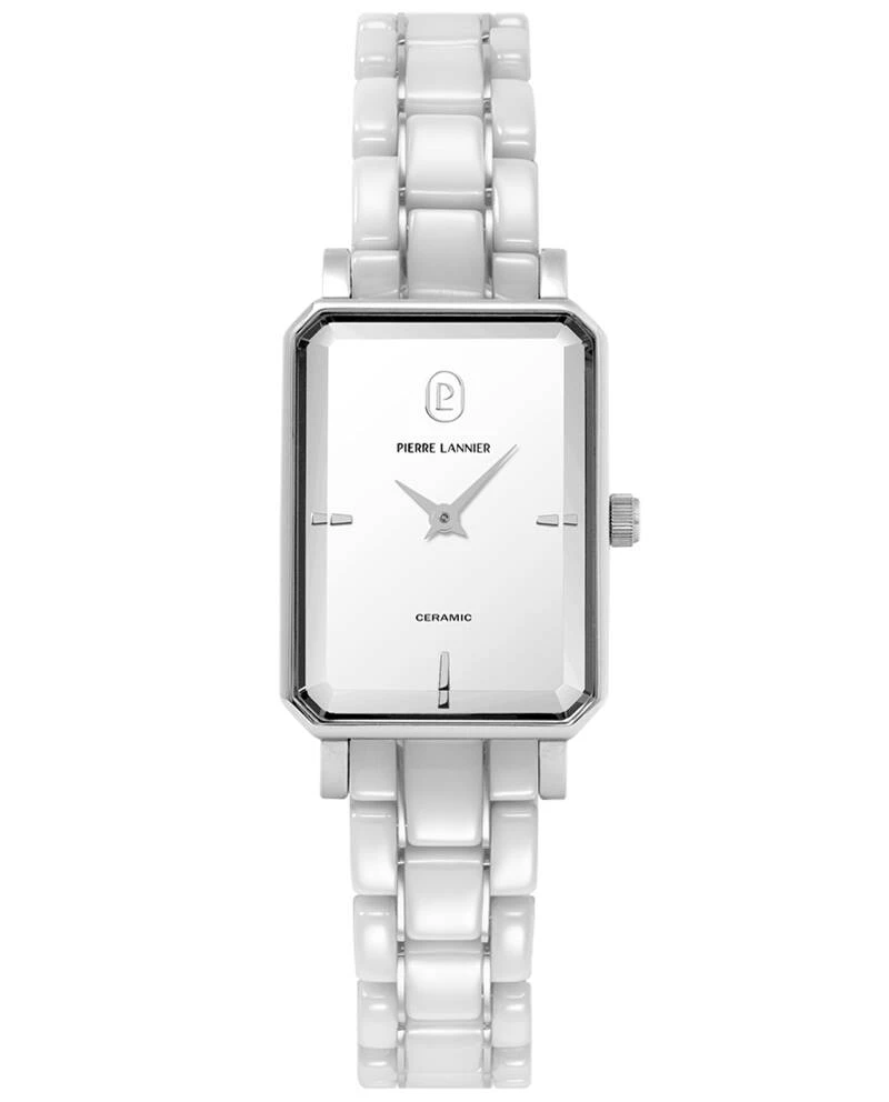 Pierre Lannier Watch - Women's Quartz ARIANE Silver with White Dial, White Ceramic-Coated Steel Strap, 12MM - 084K809