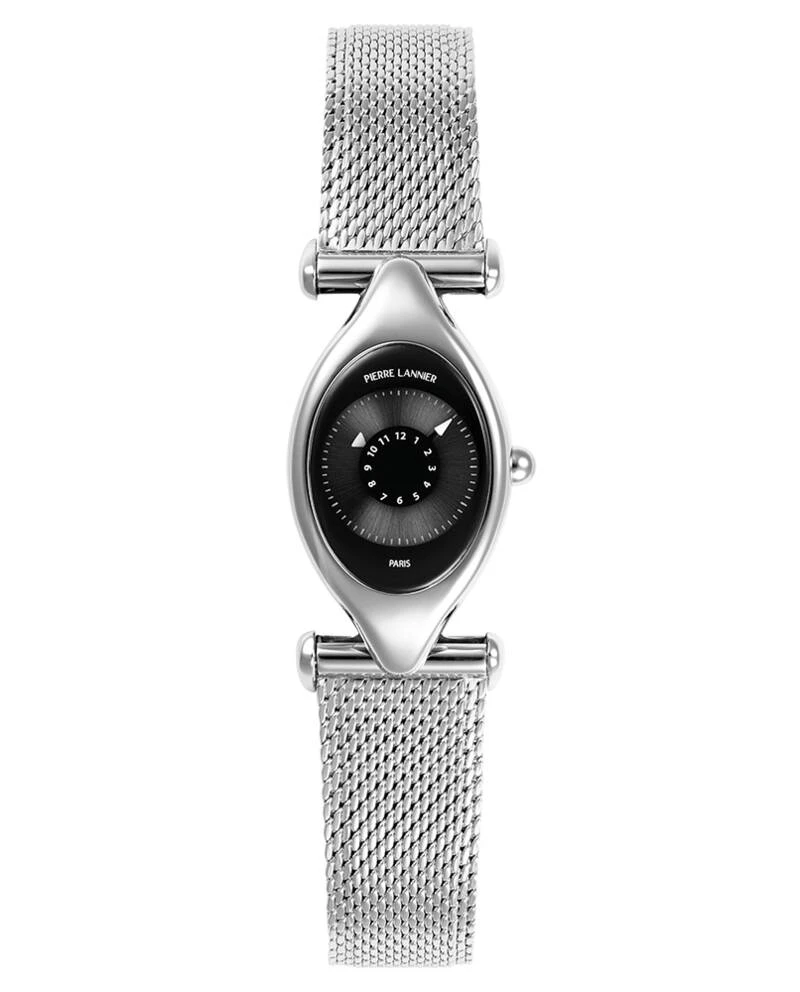 Pierre Lannier Watch - Women's Quartz OVNI Watch, Silver, Black Sunburst Dial, 14MM Silver Milanese Steel Bracelet - 094L631