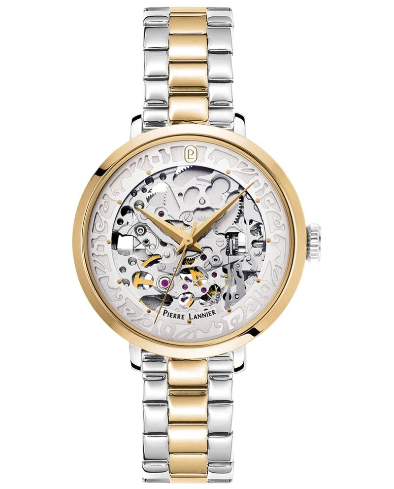 Pierre Lannier Watch - Women's Automatic AUTOMATIC Silver-Toned Sunburst Silver Dial Two-Tone Steel Strap 14MM - 142G721