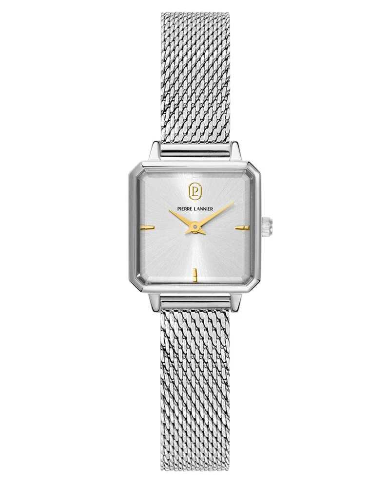 Pierre Lannier Watch - Women's Quartz LEONOR Silver-Toned Watch with Silver-Toned Sunburst Dial and 12MM Silver-Toned Milanese Steel Bracelet - 071H621
