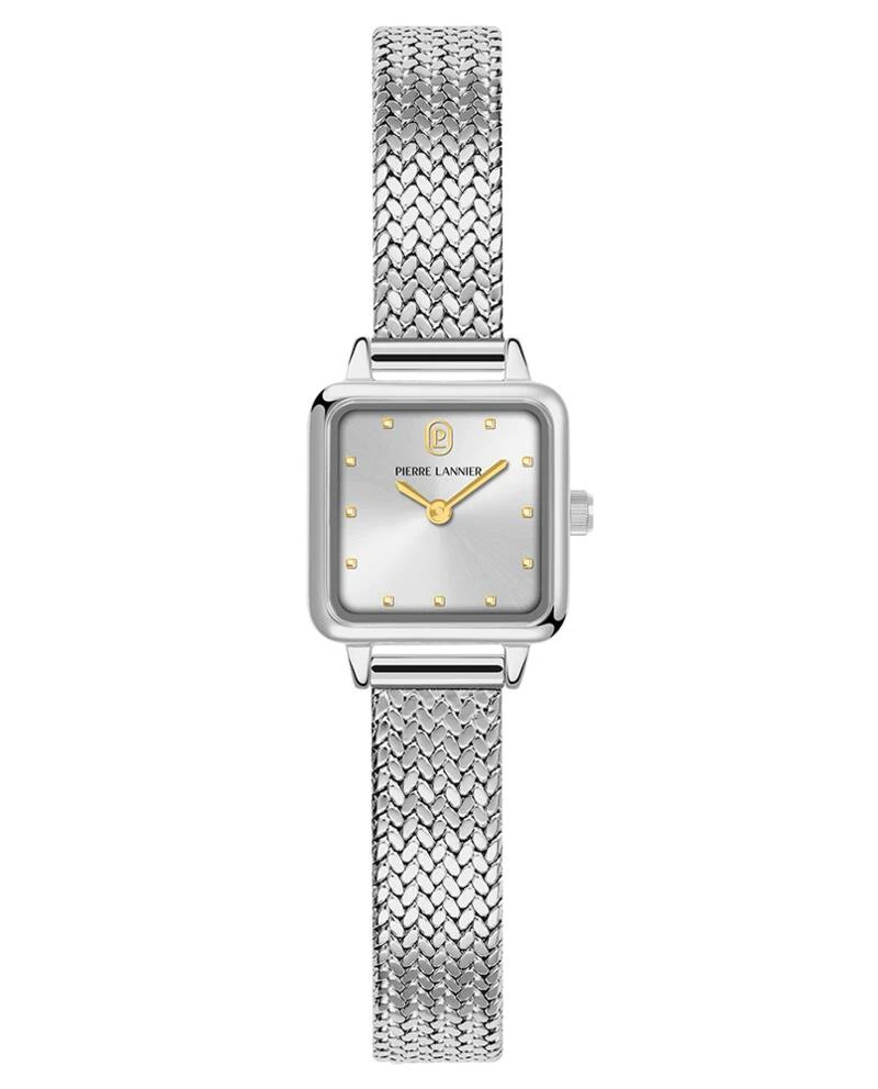 Pierre Lannier Watch - Women's Quartz NEORA Silver-Toned Watch with Silver-Toned Sunburst Dial and 10MM Silver-Toned Milanese Steel Bracelet - 058J621