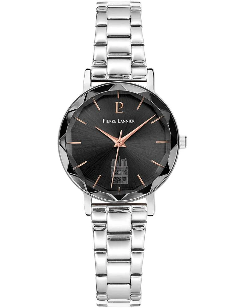 Pierre Lannier Watch - Women's Quartz "Beating Heart" Silver-Tone Sunburst Gray Dial, 14MM Silver-Tone Steel Strap - 098K631