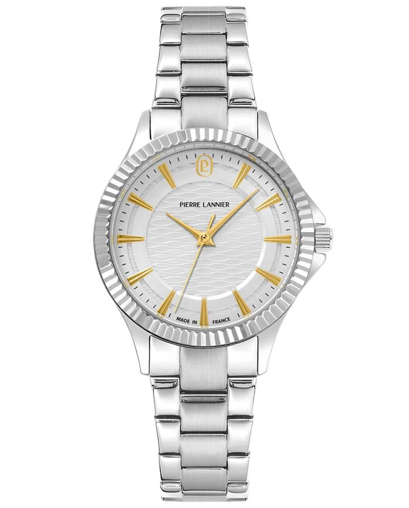 Pierre Lannier Watch - Women's Quartz METROPOLITAIN Silver-Toned Watch with Silver-Toned Sunburst Dial and 16MM Silver-Toned Steel Strap - 017G621