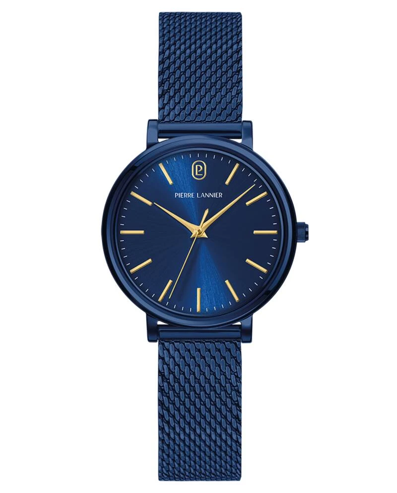 Pierre Lannier Watch - Women's ESSENTIAL Quartz Watch, Blue Sunburst Dial, Blue 14MM Milanese Steel Bracelet - 088G869
