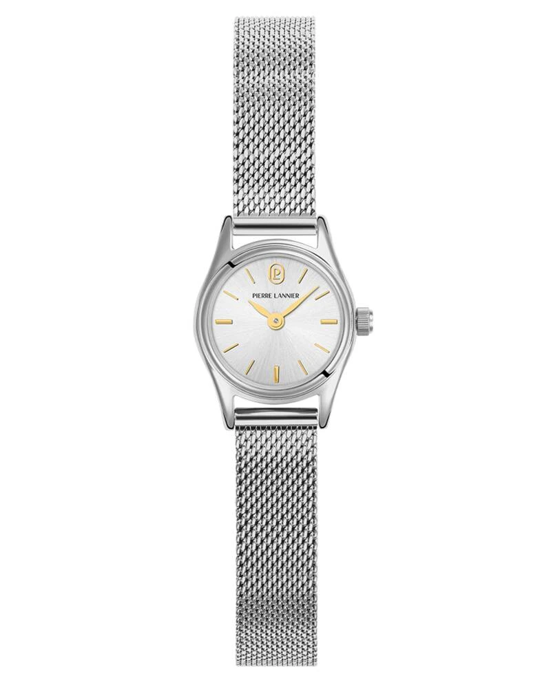 Pierre Lannier Watch - Women's Quartz PYA, Silver-Toned, Silver-Toned Sunburst Dial, 10MM Silver-Toned Milanese Steel Bracelet - 090H621