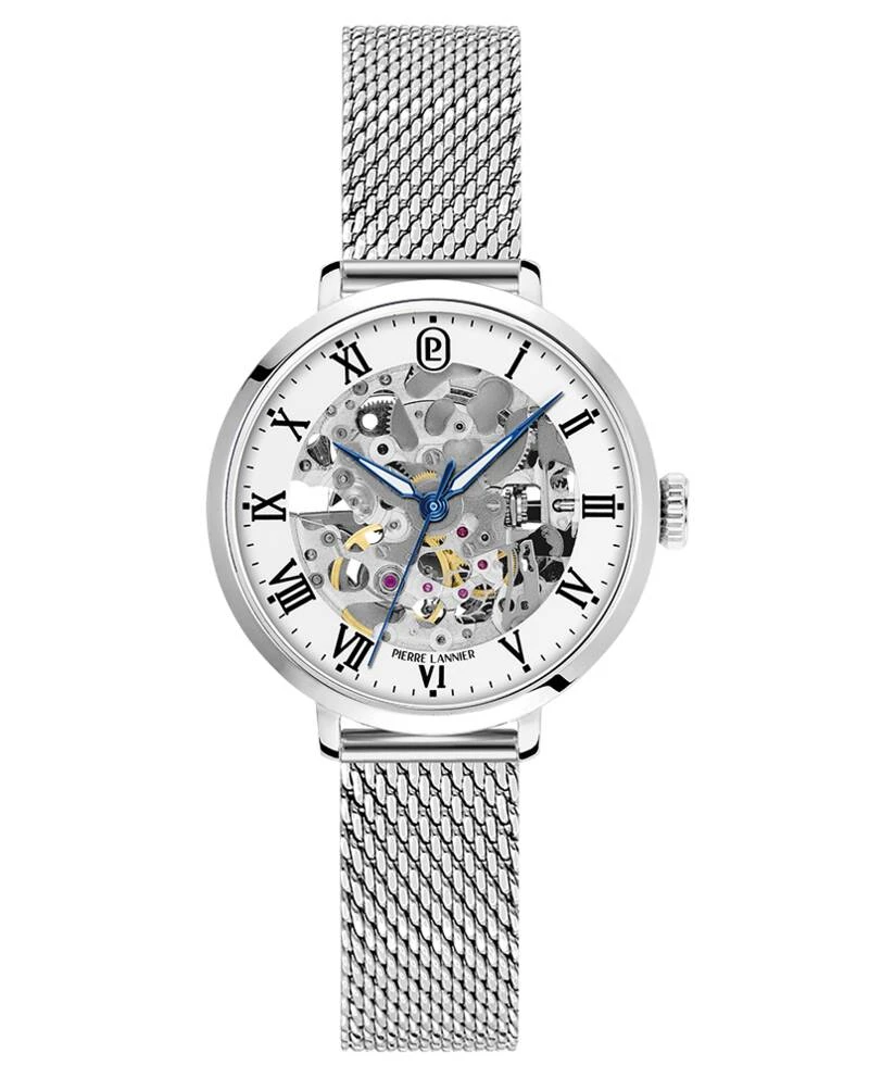 Pierre Lannier Watch - Women's Automatic Watch, Silver-Tone Case, White Dial, Silver-Tone 14MM Milanese Steel Bracelet - 137H601