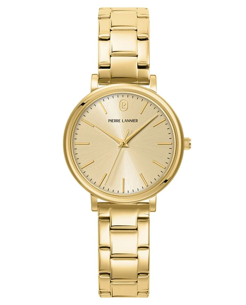 Pierre Lannier Watch - ESSENTIAL Women's Quartz Watch, Gold-Tone, Gold-Tone Sunburst Dial, Gold-Tone Steel Strap, 14MM - 089K542