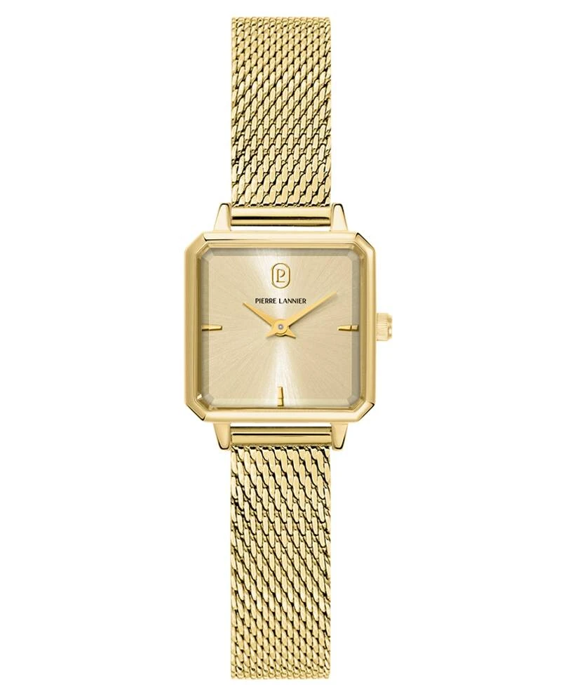 Pierre Lannier Watch - Women's Quartz LEONOR Gold-Toned Watch with Gold-Toned Sunburst Dial and 12MM Gold-Toned Milanese Steel Bracelet - 072J542