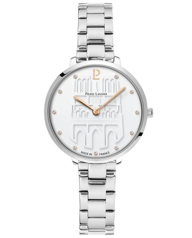 Pierre Lannier Watch - Women's Quartz "Beating Heart" Silver-Toned White Dial Silver-Toned Steel Strap 12MM - 096K601