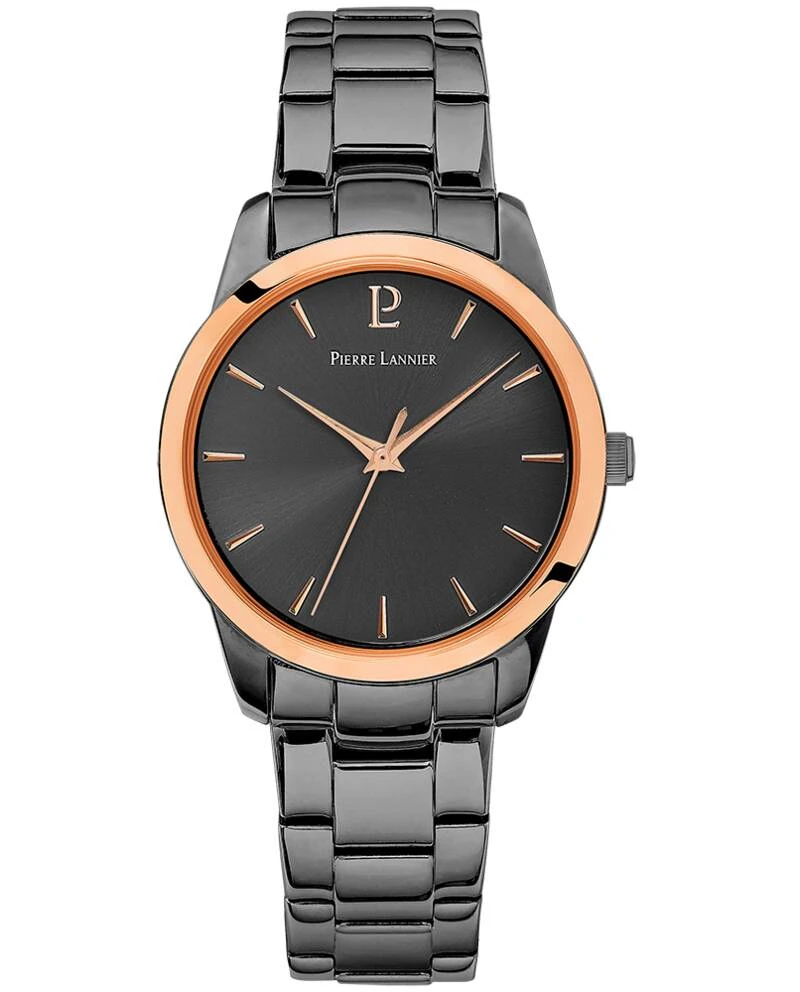 Pierre Lannier Watch - Women's Quartz ROXANE, Gray Sunburst Dial, Gray Steel Strap, 18MM - 068J739