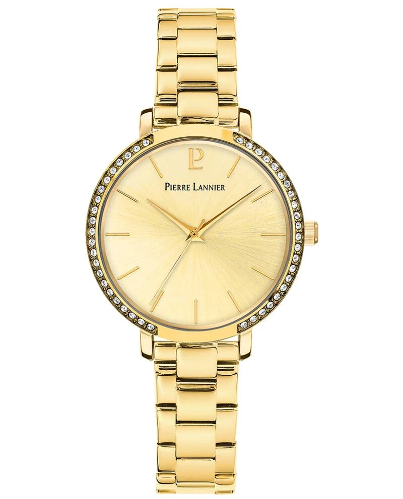 Pierre Lannier Watch - Women's Quartz CHOUQUETTE in Gold with a Gold Sunburst Dial and a 12MM Gold-Plated Steel Strap - 037H542