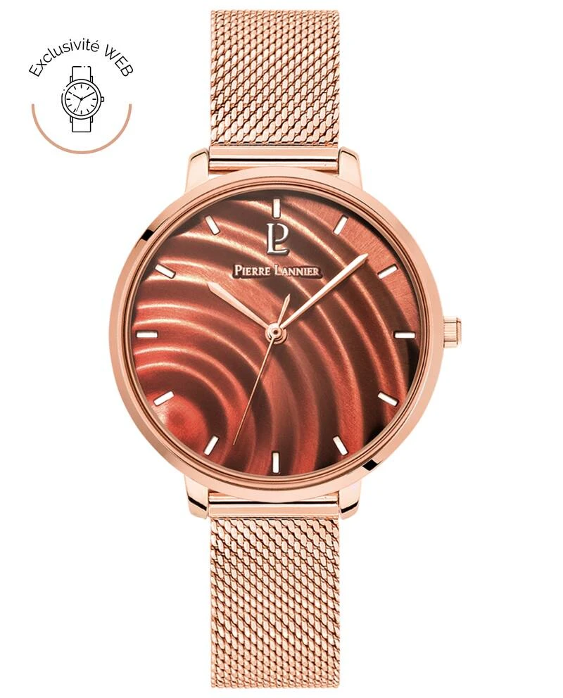 Pierre Lannier Watch - Women's BETTY Model, Pink Dial, Rose-Gold-Plated Milanese Steel Bracelet - 482D958