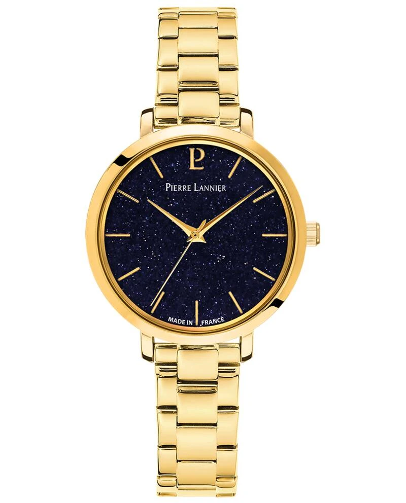 Pierre Lannier Watch - Women's Quartz CHOUQUETTE Gold-Toned, Blue Stone Dial, Gold-Toned Steel Strap 12MM - 081K562