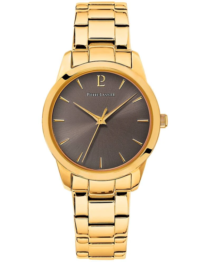 Pierre Lannier Watch - Women's Quartz ROXANE in Gold with a Gray Sunburst Dial and 18MM Gold-Plated Steel Strap - 067M532