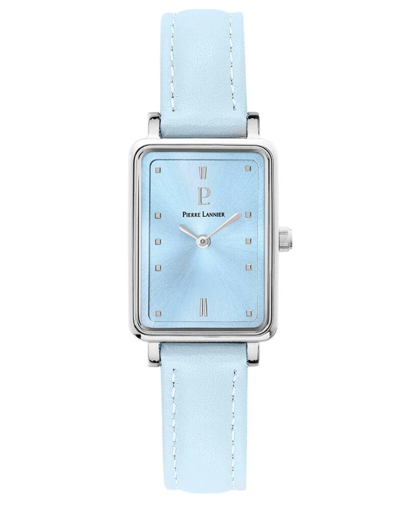 Pierre Lannier Watch - Women's Quartz ARIANE Watch, Silver, Blue Sunburst Dial, Blue Leather Strap, 12MM - 049D666
