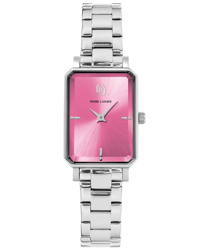 Pierre Lannier Watch - Women's Quartz ARIANE Silver-Toned Watch with Sunburst Pink Dial and 12MM Silver-Toned Steel Strap - 005P651