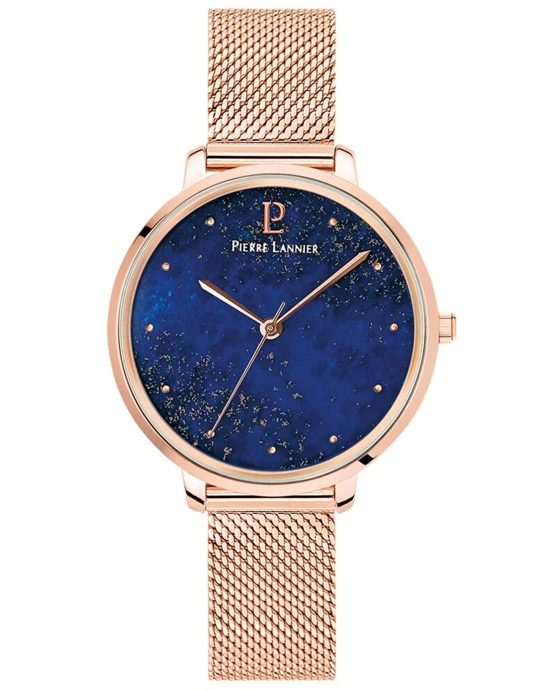 Pierre Lannier Watch - Women's Quartz ELARA Rose Gold Blue Stone Dial Rose Gold Milanese Steel Strap 14MM - 028K968
