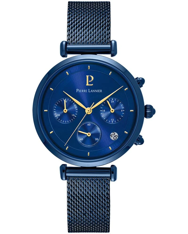 Pierre Lannier Watch - Women's Quartz LUTECIA Blue Sunburst Dial, Blue 14MM Milanese Steel Bracelet - 084J869