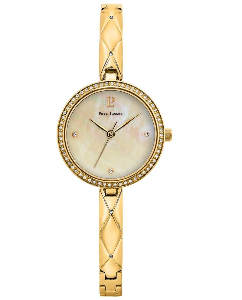 Pierre Lannier Watch - Women's Quartz LEIA in Gold with White Mother-of-Pearl Dial and 6MM Gold-Plated Steel Strap - 061K502