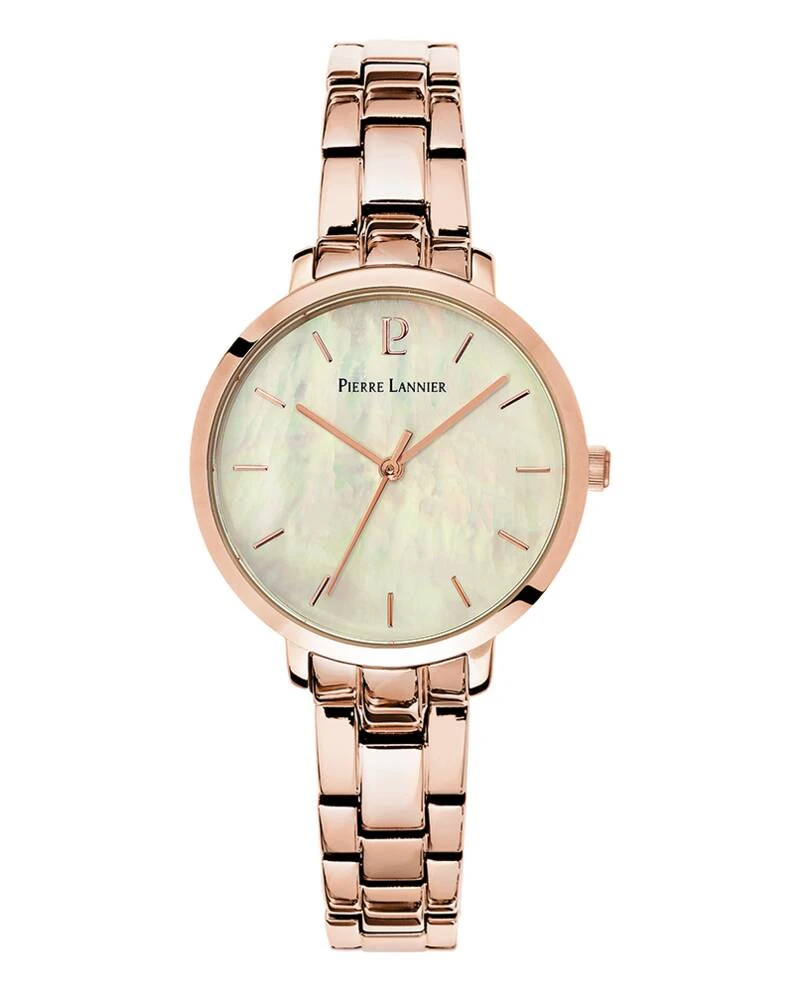 Pierre Lannier Watch - Women's Quartz AURA Rose Gold, White Mother-of-Pearl Dial, Rose Gold-Plated Steel Strap 12MM - 055M999