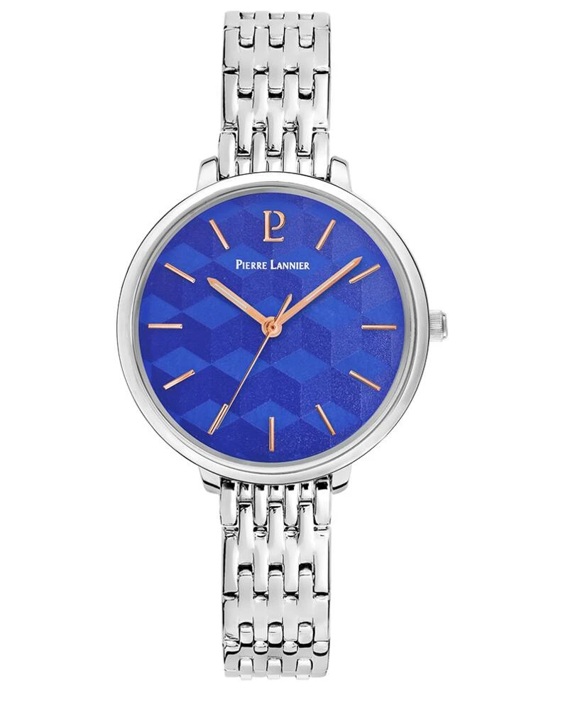 Pierre Lannier Watch - Women's Quartz MIRAGE Silver-Tone Watch with Blue Mother-of-Pearl Dial and 12MM Silver-Tone Steel Strap - 026K661