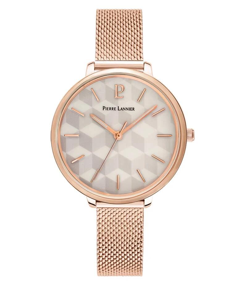 Pierre Lannier Watch - Women's Quartz MIRAGE Rose Gold White Mother-of-Pearl Dial Rose Gold Milanese Steel Bracelet 12MM - 027L998