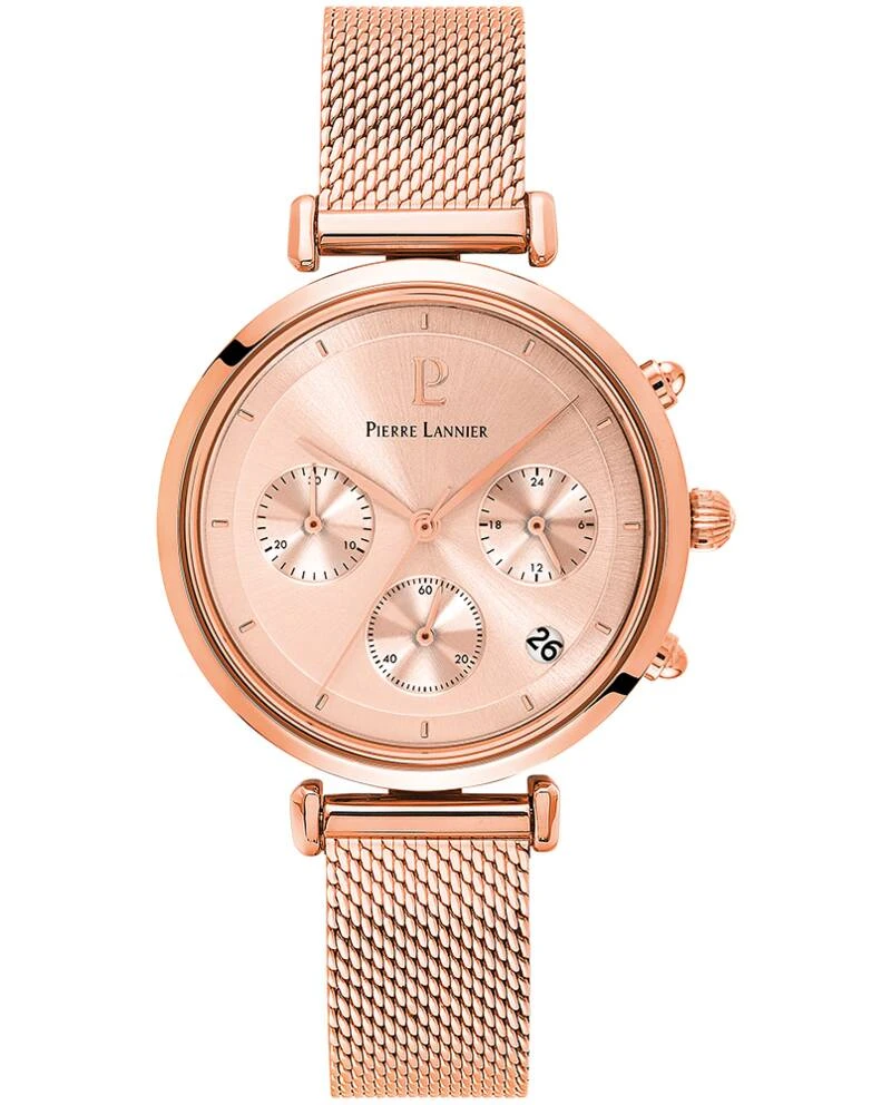 Pierre Lannier Watch - Women's Quartz LUTECIA Rose Gold Sunburst Dial Rose Gold 14MM Rose Gold Milanese Steel Bracelet - 083J95