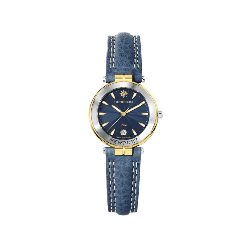 Michel Herbelin - Michel Herbelin Newport Originals 14255T35 – Blue Leather, Yellow Gold, Women's