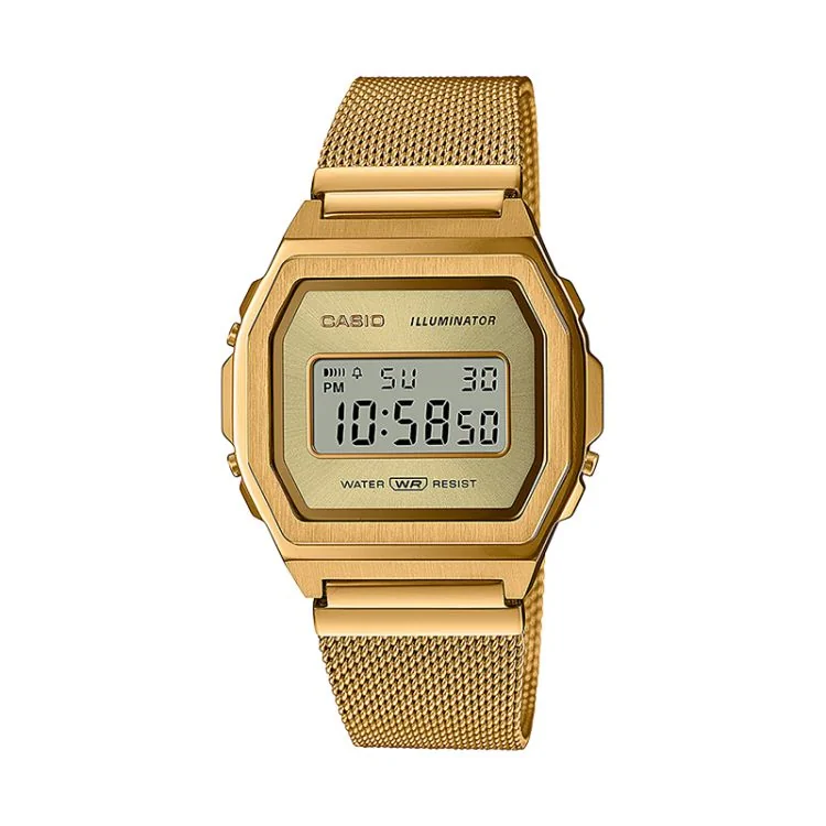 Casio Vintage Iconic Unisex Gold Watch Face A1000MG-9EF