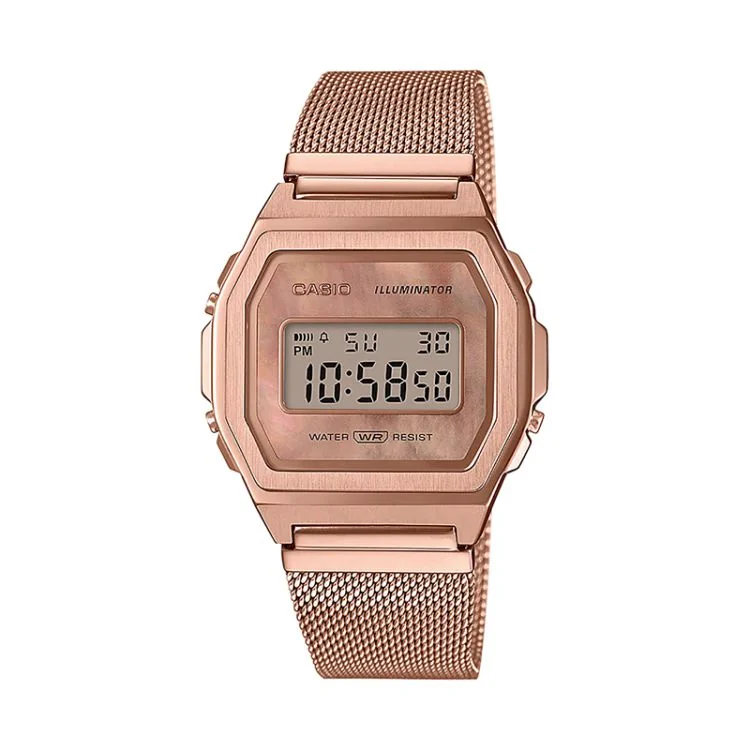 Casio Vintage Iconic Unisex Watch, Pink, A1000MPG-9EF