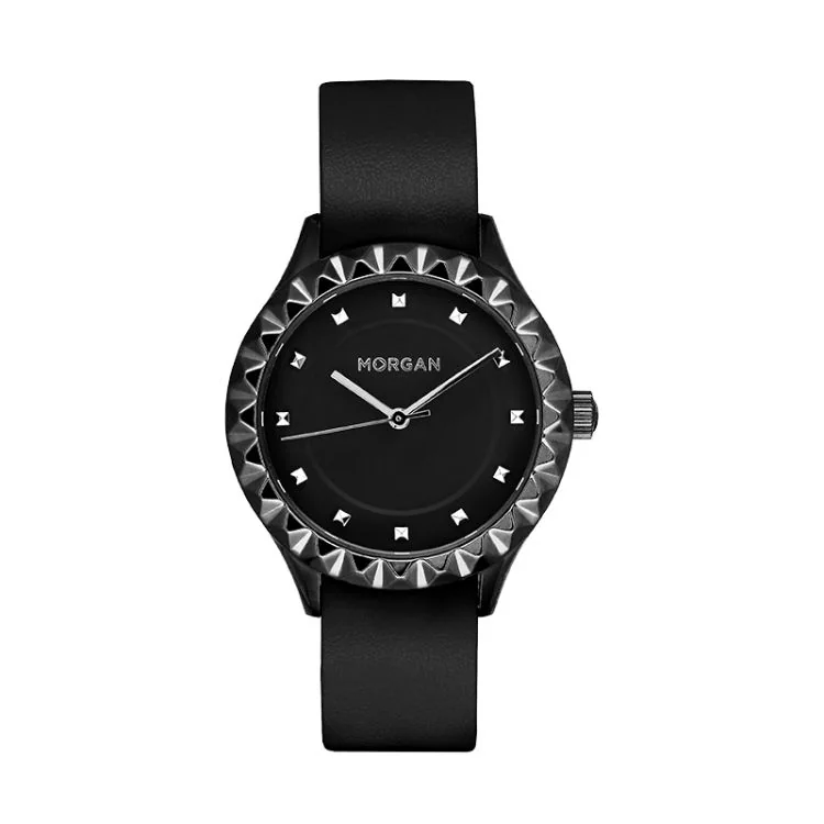 Morgan Black and Silver Rhinestone Watch