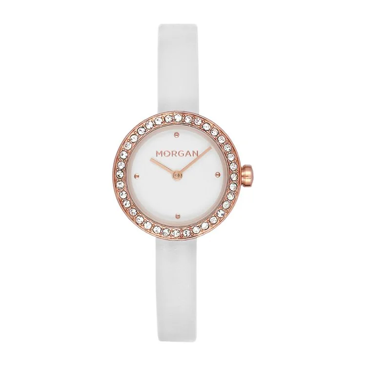 Morgan White and Gold Rhinestone Watch Face