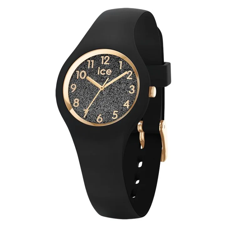 Face Ice Watch - Ice Glitter Women's Black and Glittery Gold Extra Small
