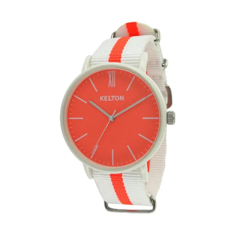 Kelton Vintage Watch Face - Neon Orange and White "Idyllic"