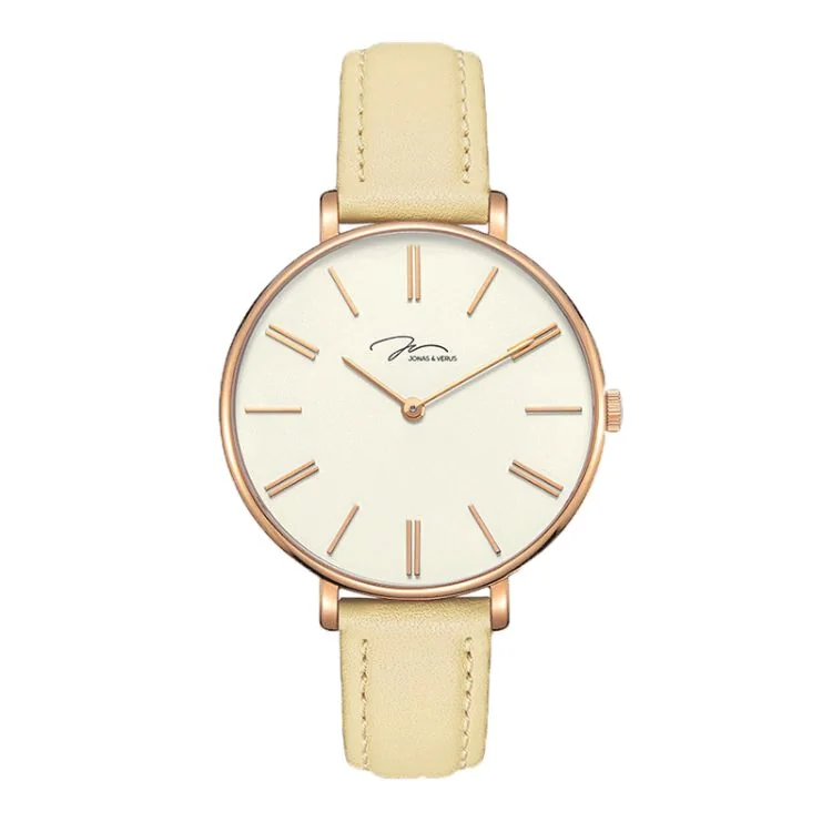 Jonas & Verus Pastel Minor Girl Watch with Beige Dial and Yellow Leather Strap - X01855-Q3.PPWLY