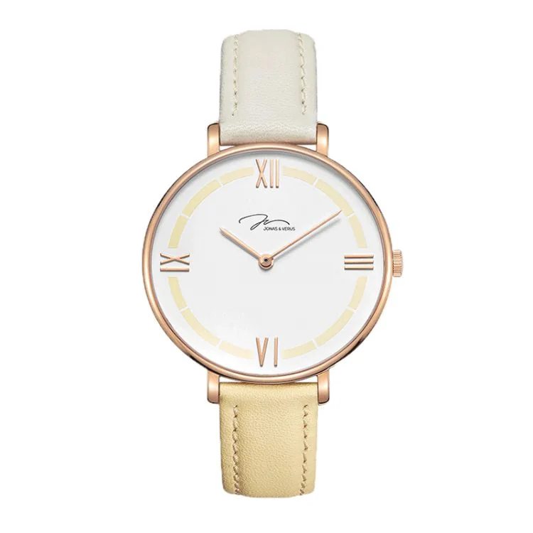 Jonas & Verus Pastel "Minor Girl" Watch with White and Yellow Leather Strap - X01856-Q3.PPWDWY