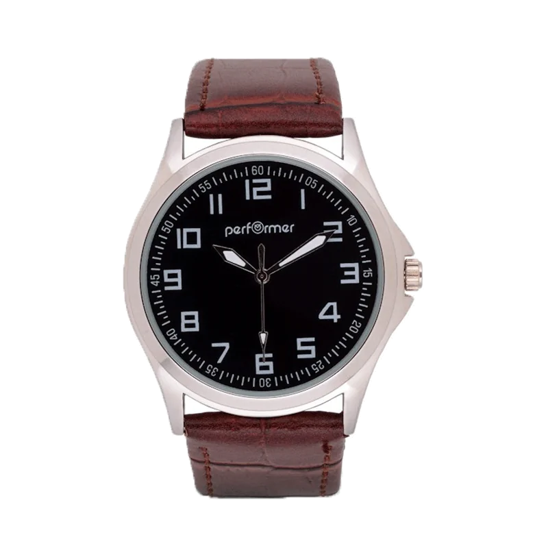 Classic Performer Men's Brown Leather with Crocodile-Style Pattern