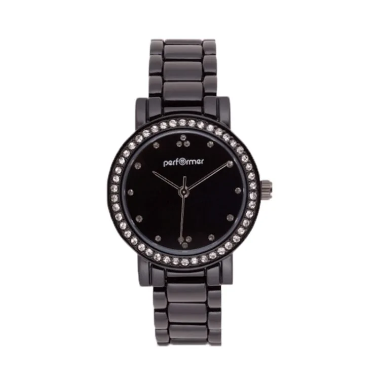 Classic Performer Watch Face, Black Metal with Rhinestones 70820122
