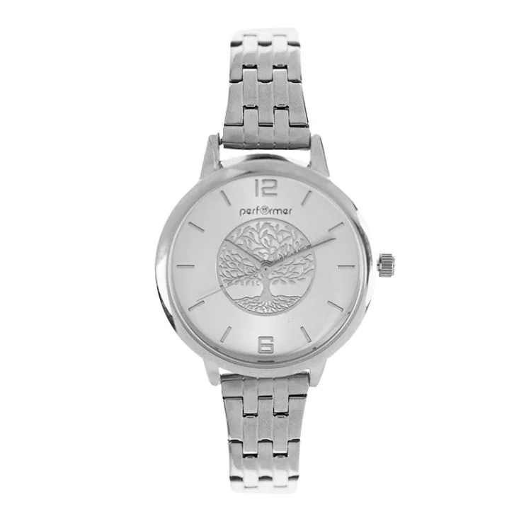 Classic Performer Women's Watch Face: Tree of Life, Silver-Plated Metal