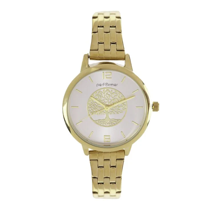 Classic Performer Women's Watch Face: Tree of Life, Gold-Plated Metal