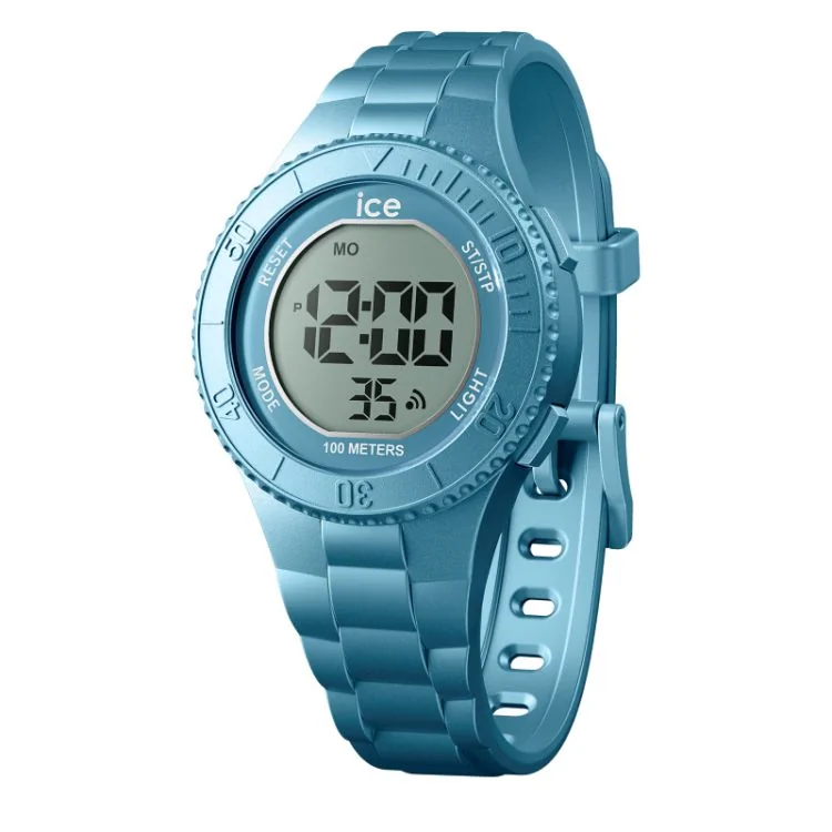 Ice-Watch Watch Face - Ice Digit Blue Metallic Kids' Blue Silicone Small